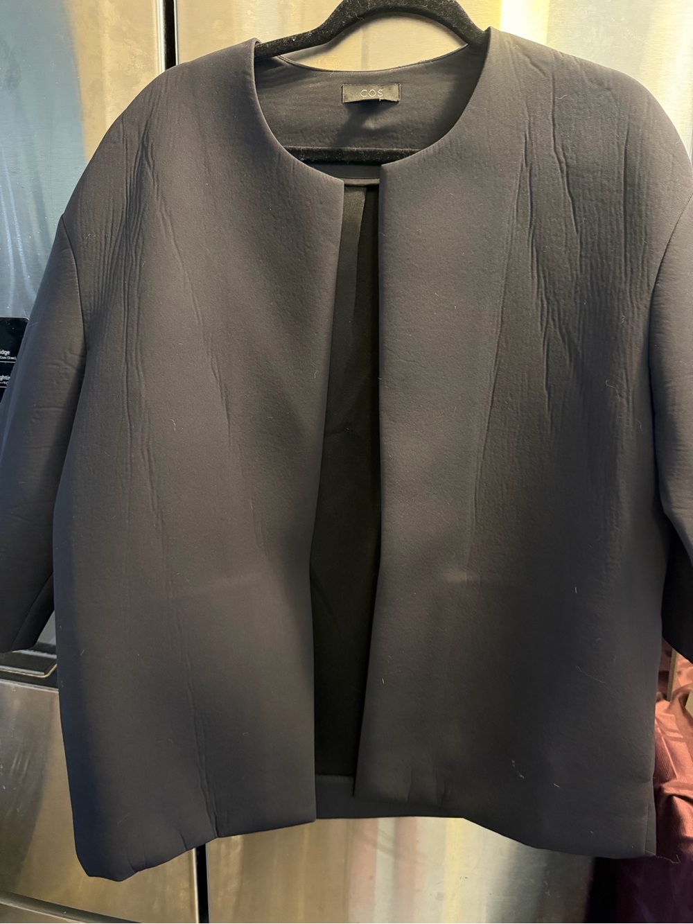 COS Black Collarless Open Jacket